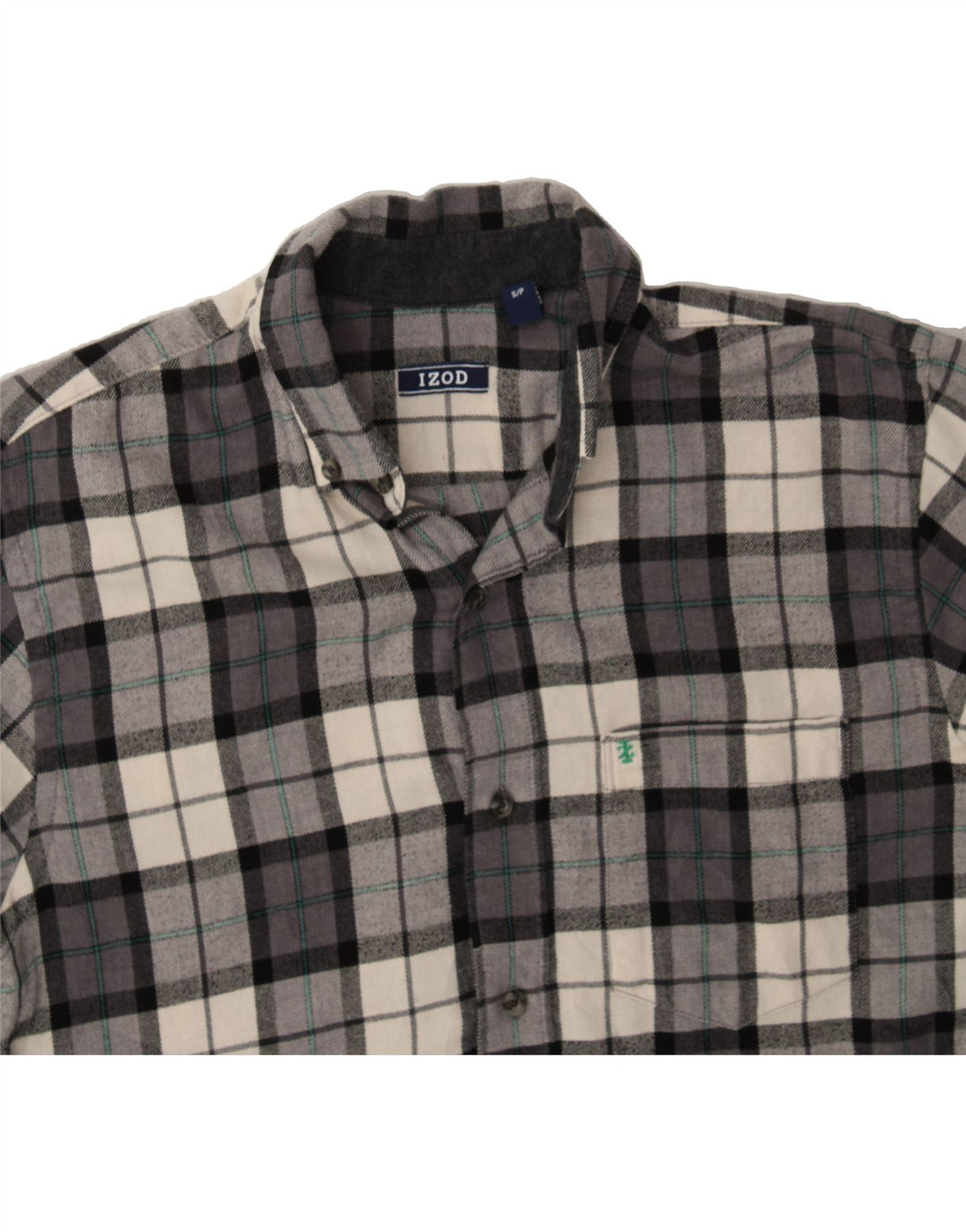 IZOD Mens Flannel Shirt Small Grey Check Cotton Vintage Izod and Second-Hand Izod from Messina Hembry 
