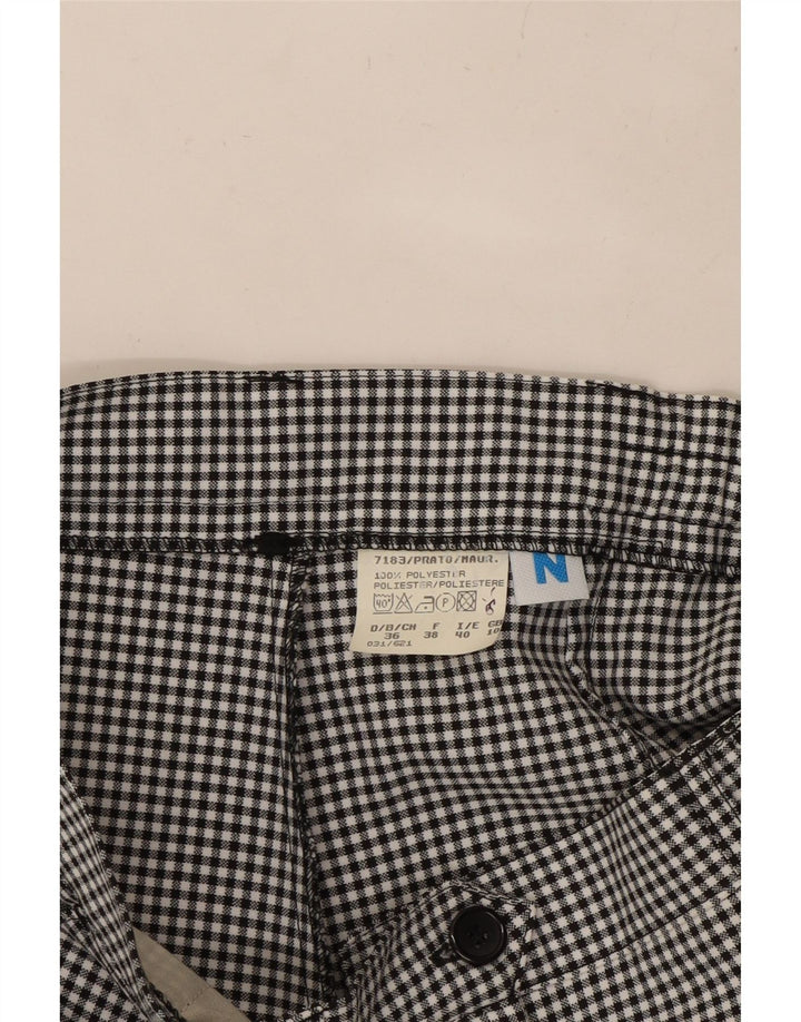 VINTAGE højtaljede chinoshorts til kvinder UK 10 Small W27 Black Gingham