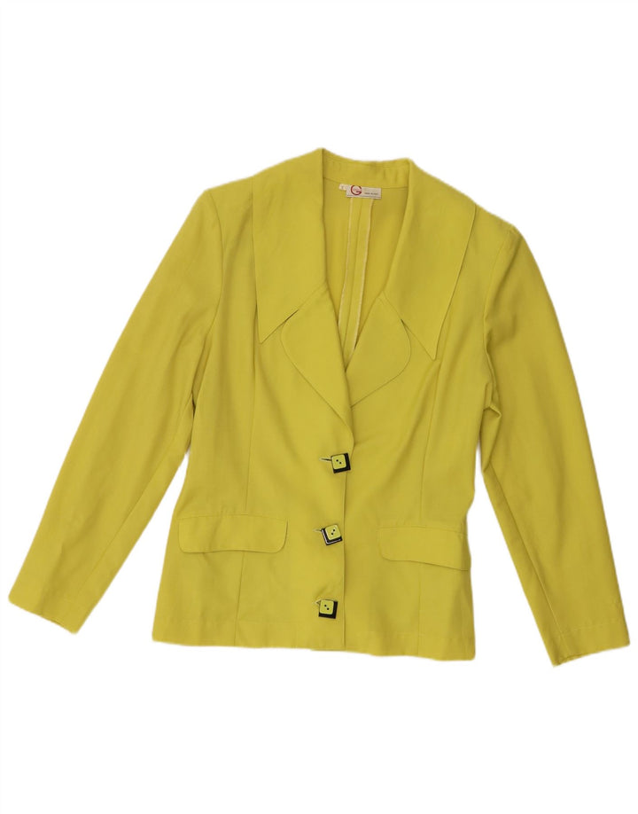 Carla G Dame 3 Button Blazer Jacket UK 10 Small Yellow
