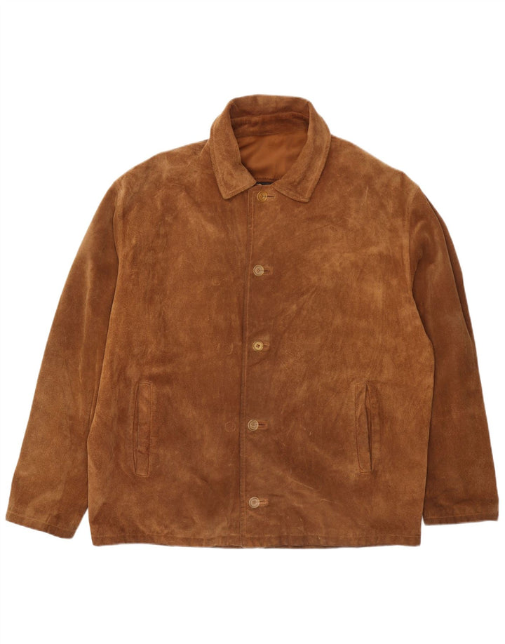 Vintage herre ruskindsjakke IT 54 2XL brunt læder