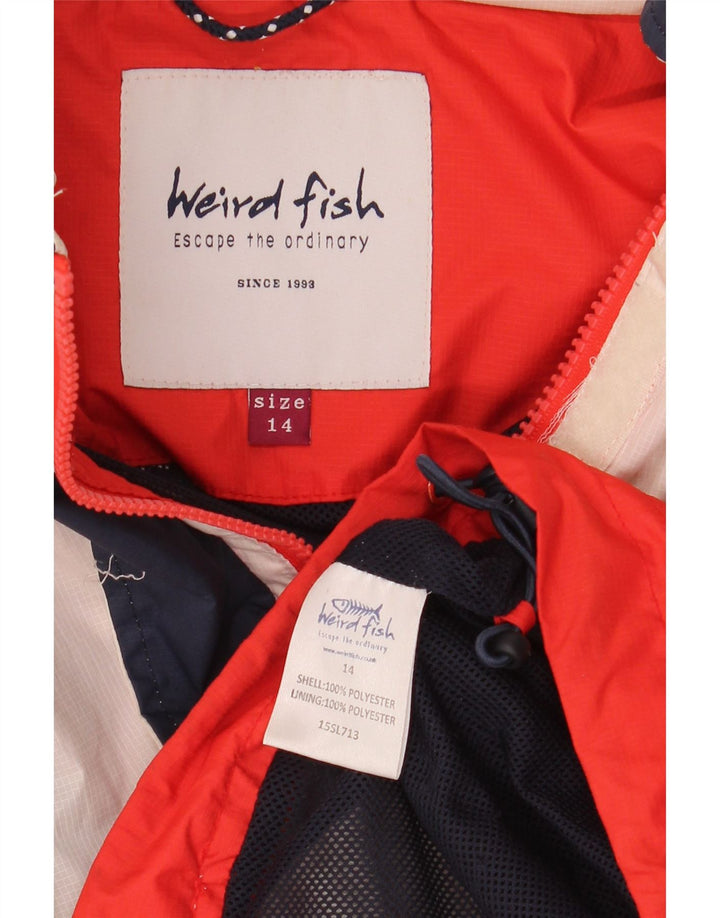 Weird Fish Dame hætte vindjakke UK 14 Large White Colourblock