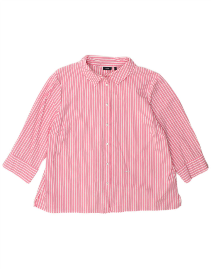 JOOP skjortebluse med 3/4 ærmer til kvinder UK 14 Medium Pink Nålestribet bomuld