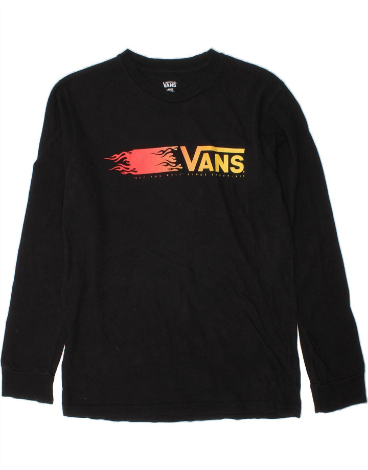 VANS Boys Graphic Top Long Sleeve 12-13 Years Large Black Cotton Vintage Vans and Second-Hand Vans from Messina Hembry 