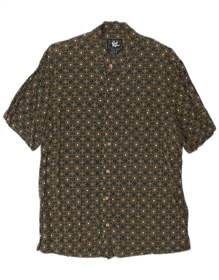 Pull & Bear Herre kortærmet skjorte XL Khaki Geometric