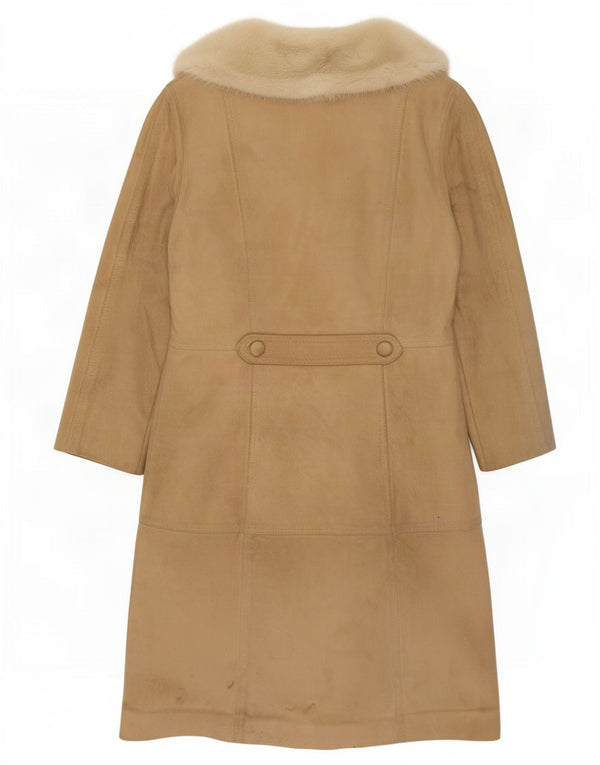 Vintage Dame Shearling Coat UK 14 Medium Beige Læder