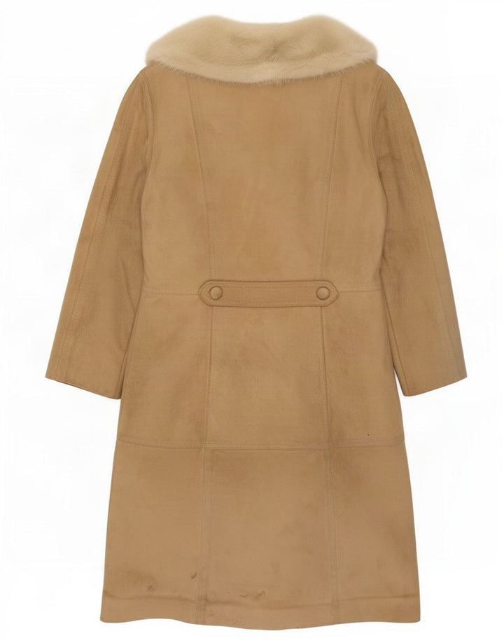 Vintage Dame Shearling Coat UK 14 Medium Beige Læder
