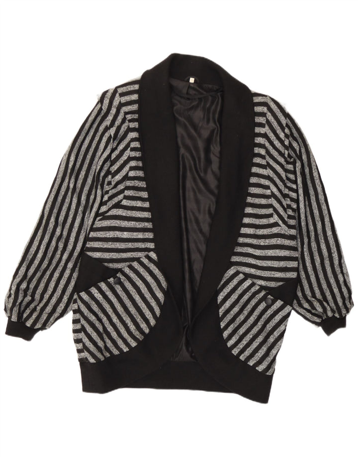Vintage Dame Open Oversized Blazer Jacket EU 36 Small Grå Stribet
