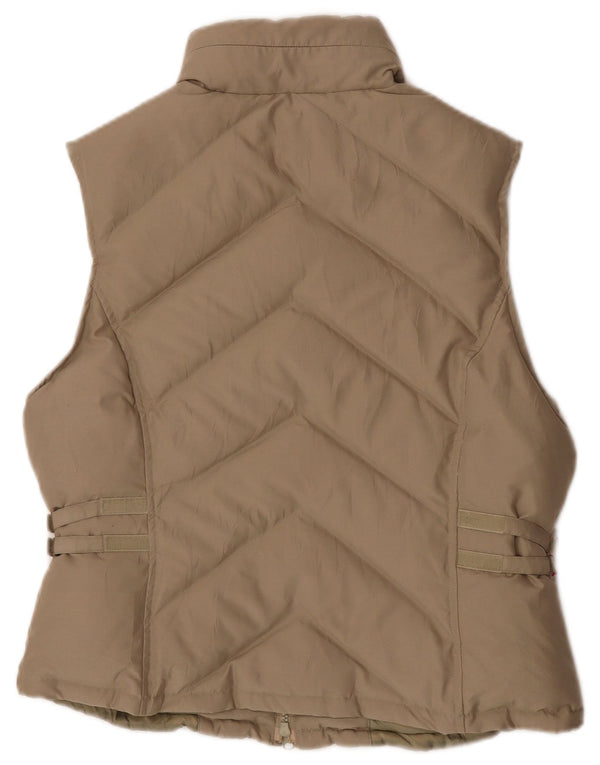 Blå Side Dame Hætte Polstret Gilet UK 10 Small Beige Polyester