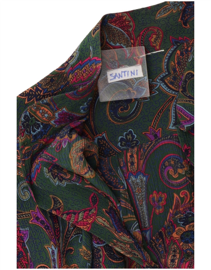 Santini Dame Pullover Shirt Bluse UK 14 Large Green Floral
