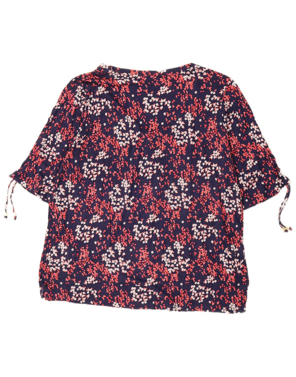 MICHAEL KORS Dame Bluse Top UK 18 XL Navy Blue Blomster Syntetisk