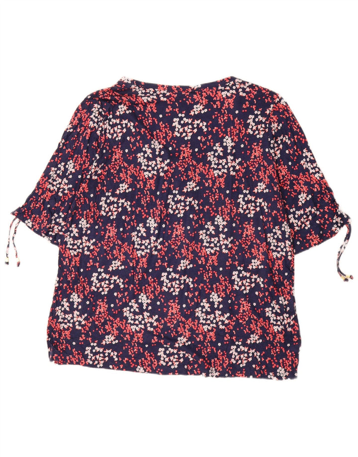 MICHAEL KORS Dame Bluse Top UK 18 XL Navy Blue Blomster Syntetisk