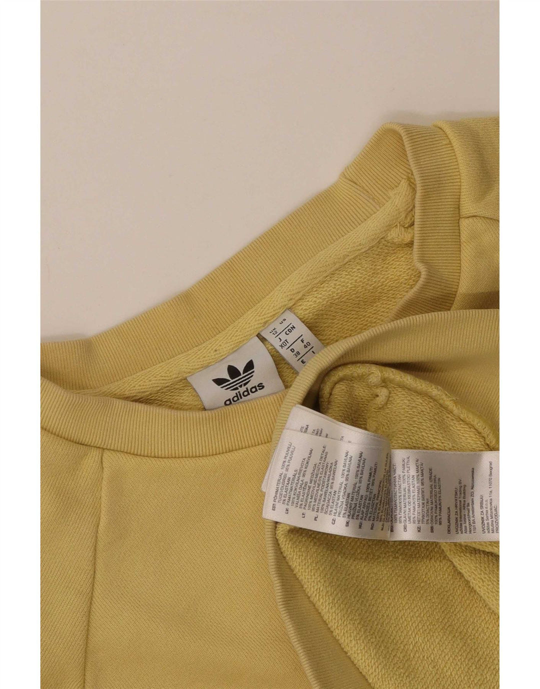 Adidas Herre Grafisk Oversized Sweatshirt Jumper UK 12 Medium Gul Bomuld