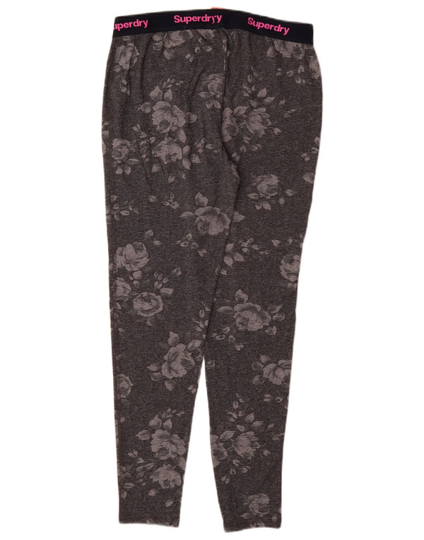 SUPERDRY Grafiske Leggings til kvinder UK 14 Stor grå blomsterbomuld