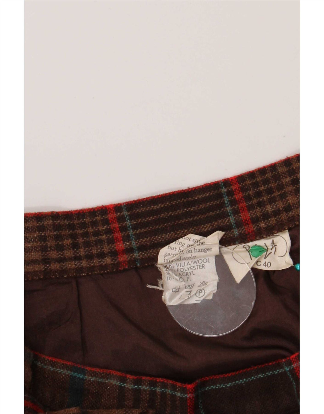 Vintage dame mini plisseret nederdel IT 40 Lille W26 brun plaid uld