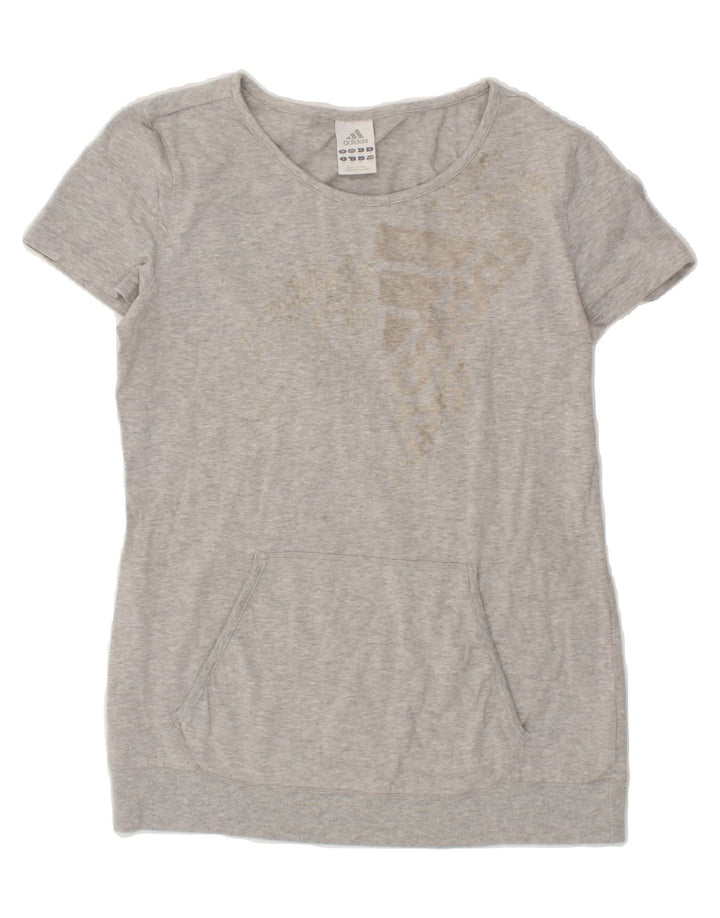 ADIDAS Womens Graphic T-Shirt Top UK 14 Medium  Grey Cotton Vintage Adidas and Second-Hand Adidas from Messina Hembry 
