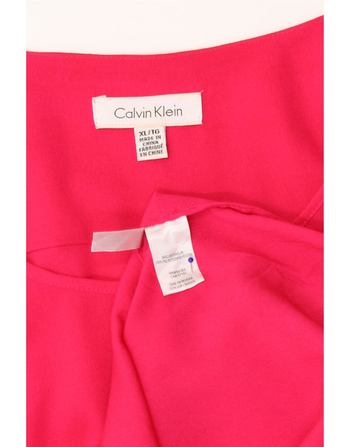 Calvin Klein Dame Langærmet Bluse Top UK 18 XL Pink Polyester