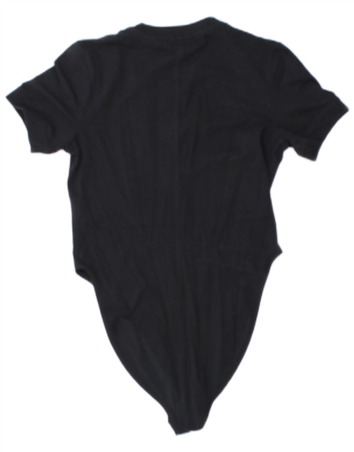 Nike Kvinders Grafisk Bodysuit UK 12 Medium Sort Bomuld