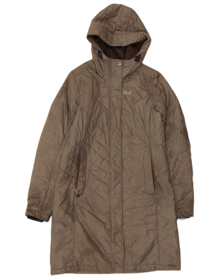JACK WOLFSKIN Womens Hooded Padded Coat UK 10 Small Khaki Polyester