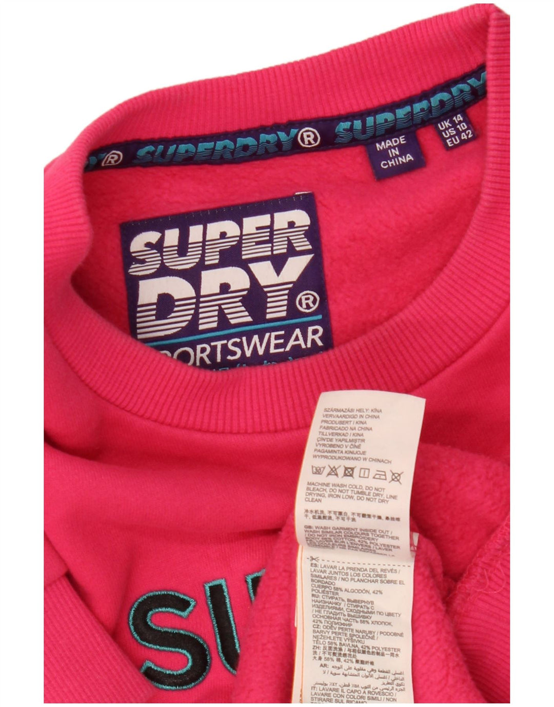 SUPERDRY Womens Oversized Graphic Sweatshirt Jumper UK 14 Large  Pink