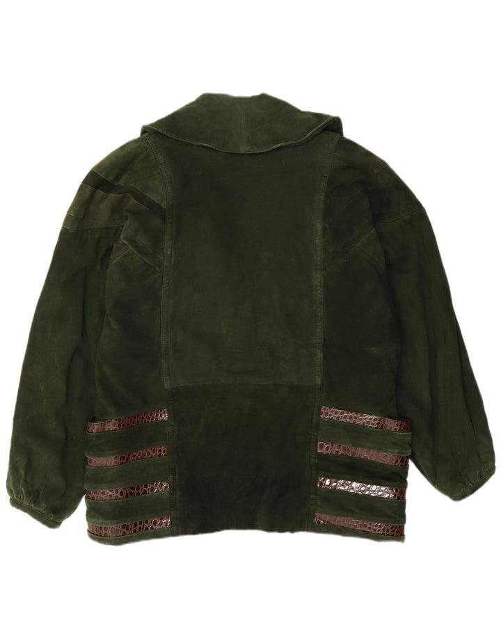 Pancaldi & B Dame dobbeltradet ruskindsjakke IT 42 Medium Khaki
