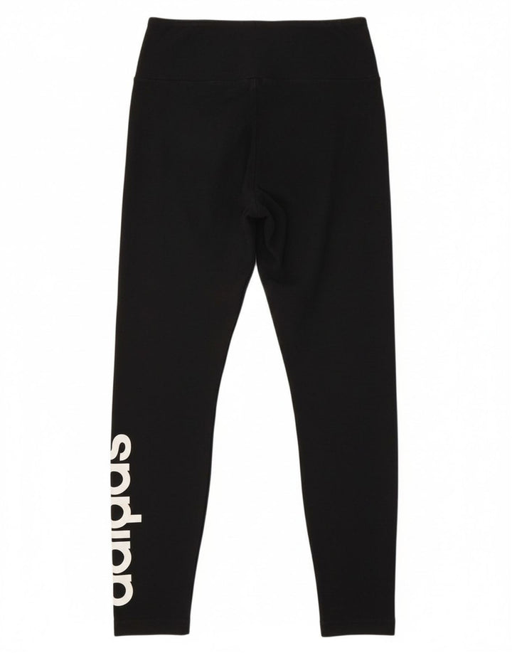 ADIDAS Womens Graphic Leggings UK 12/14 Medium  Black Cotton