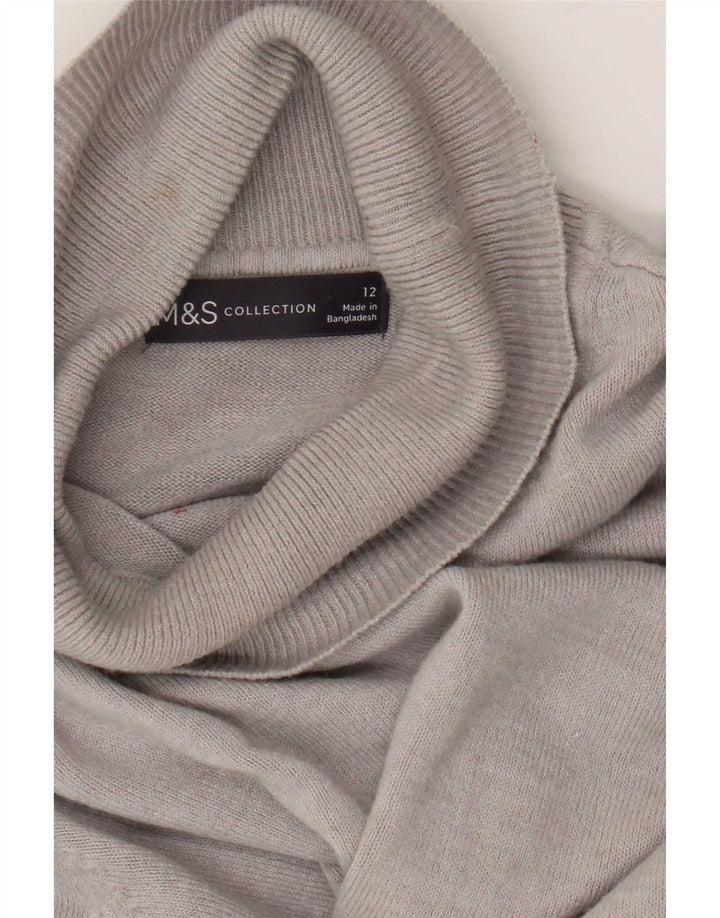 Marks & Spencer Dame Rullehalstrøje UK 12 Medium Grå