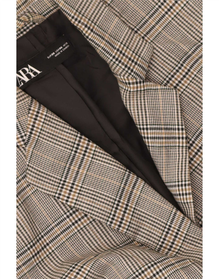 Zara Dame 1-knaps blazerjakke EU 38 Small Grey Houndstooth