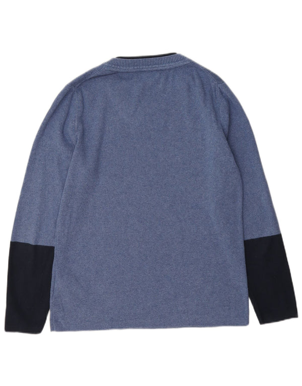 Tommy Hilfiger Dame Boat Neck Jumper Sweater UK 16 Large Blue Colourblock