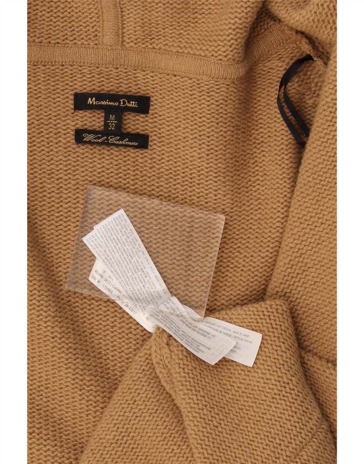 Massimo Dutti Dame Hætte Åben Cardigan Sweater UK 14 Medium Beige Uld