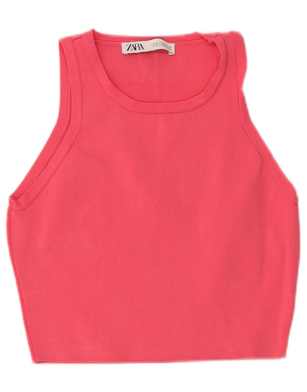 Zara Womens Crop Vest Top UK 12 Medium Pink Viscose