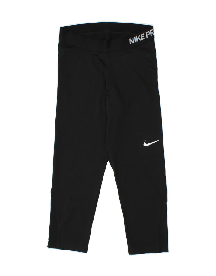 NIKE Womens Graphic Leggings UK 12 Medium  Black Polyester Vintage Nike and Second-Hand Nike from Messina Hembry 