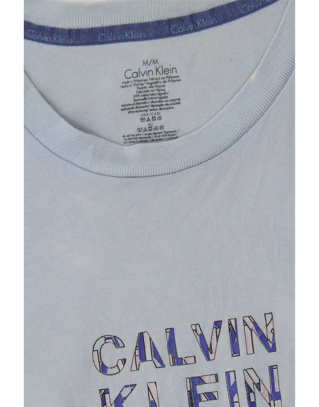 Calvin Klein Herre grafisk T-shirt Top Medium Blue Bomuld