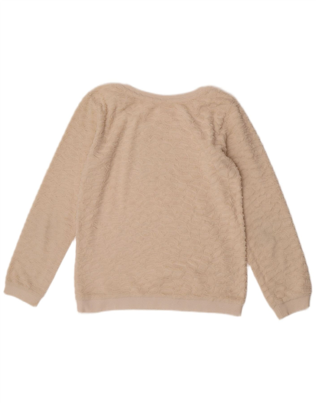 Zara Dame Fleece Jumper UK 12 Medium Off White Polyester