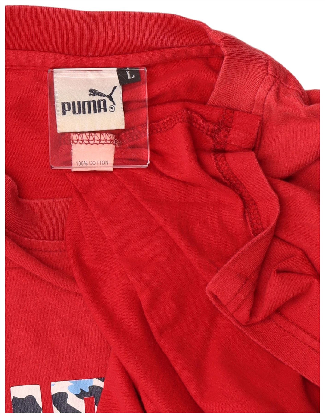 Puma Herre Grafisk T-Shirt Top Stor Rød Bomuld