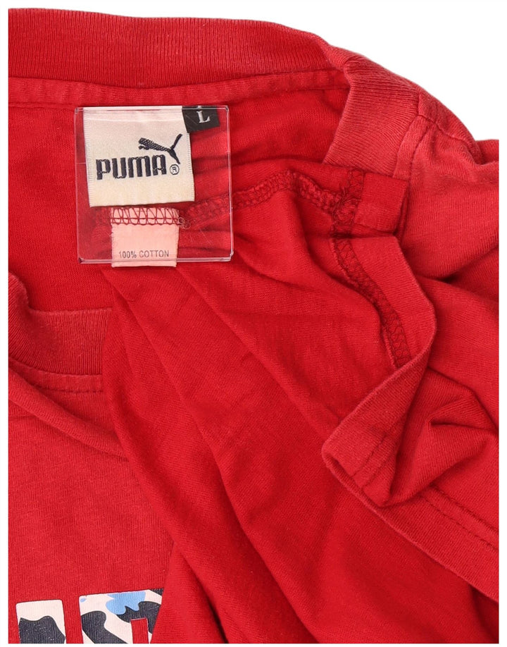 Puma Herre Grafisk T-Shirt Top Stor Rød Bomuld