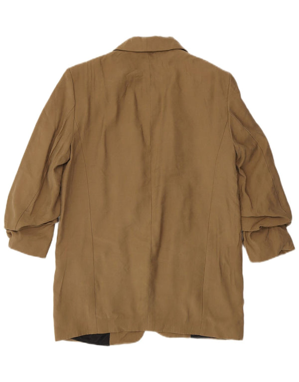 Zara Dame 3/4 ærmet åben blazerjakke UK 14 Medium Beige Polyester