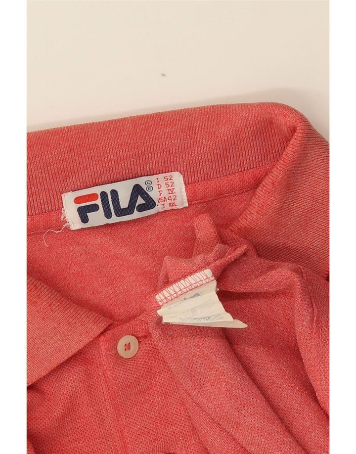Fila Herre Polo Shirt IT 52 Stor Rød Bomuld