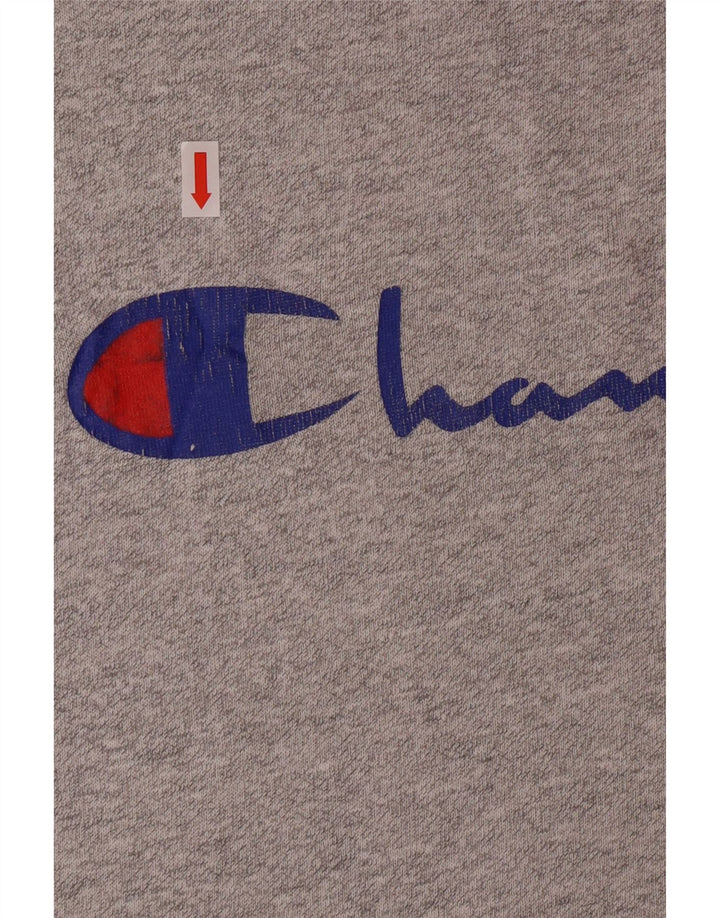 CHAMPION Herre grafisk T-shirt top mellemgrå flækket bomuld