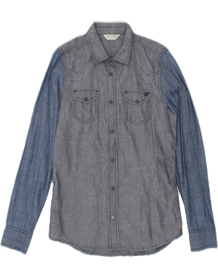 DIESEL Mens Shirt Small Blue Colourblock Cotton Vintage Diesel and Second-Hand Diesel from Messina Hembry 