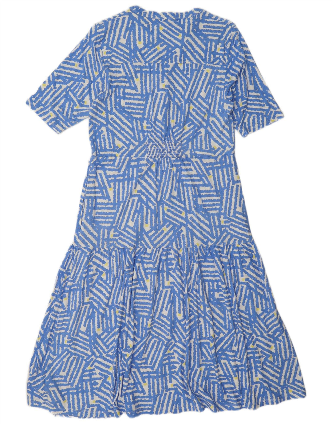 White Stuff Womens Tiered Dress UK 12 Medium Blue Geometric Modal