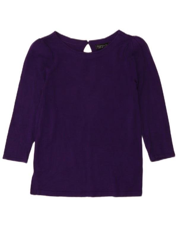 Topshop Womens Crop Top 3/4 ærme UK 10 Small Purple Viscose