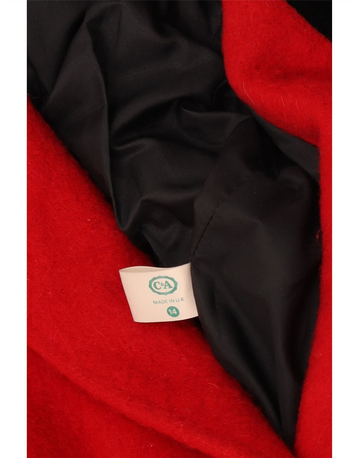 C&A Dame 3/4 ærmet dobbeltradet frakke UK 14 Medium rød uld