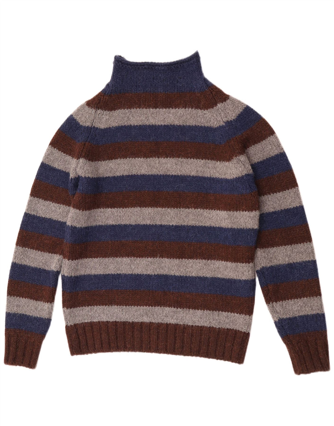 Gas Herre Turtle Neck Jumper Sweater Stor flerfarvet Stribet Virgin Wool