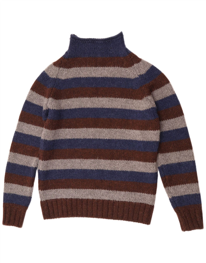 Gas Herre Turtle Neck Jumper Sweater Stor flerfarvet Stribet Virgin Wool