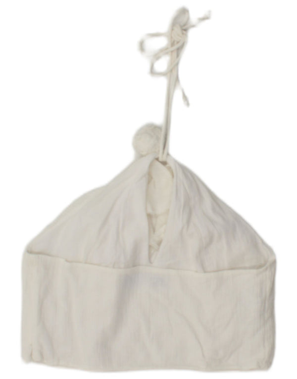 Zara Dame Halter Top UK 12 Medium White Bomuld