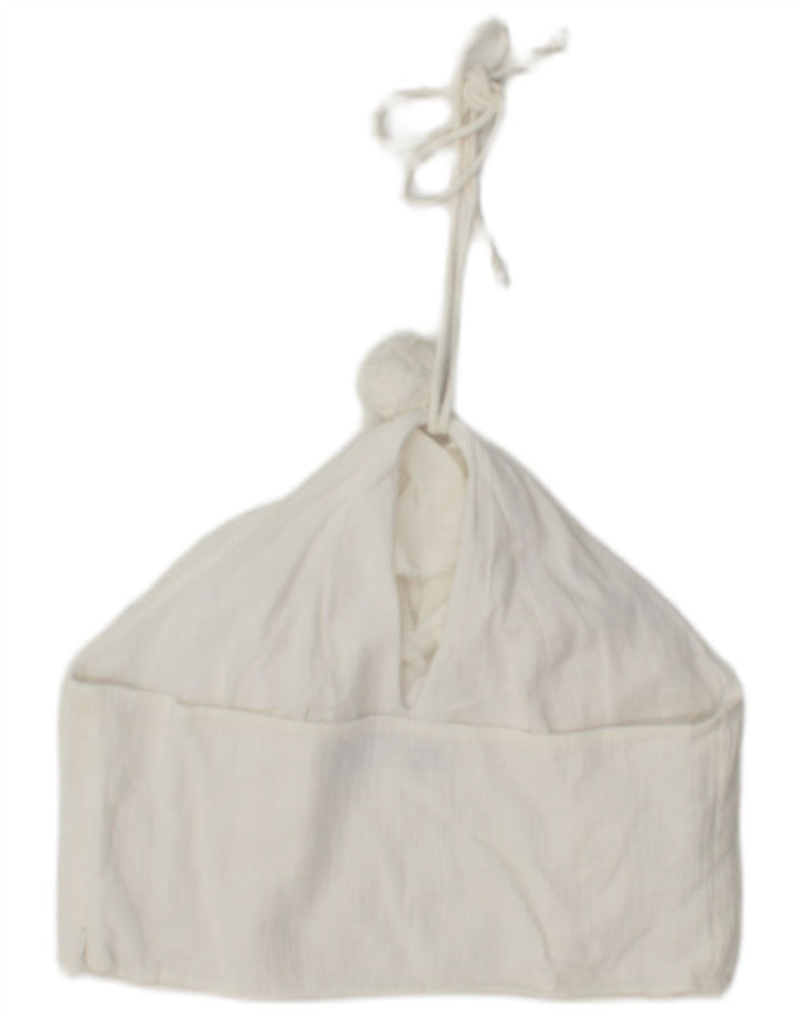 Zara Dame Halter Top UK 12 Medium White Bomuld