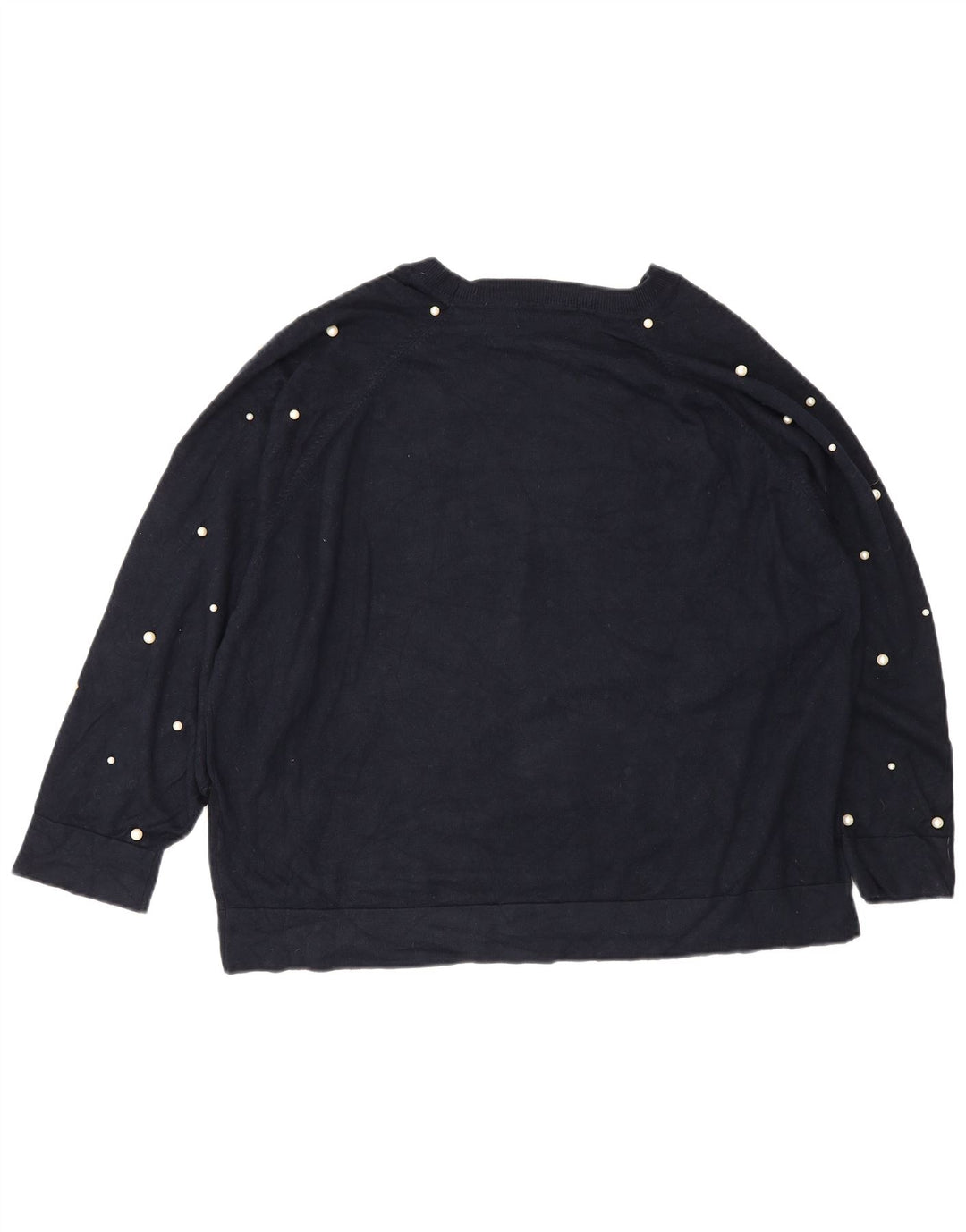 Zara Dame Boat Neck Jumper Sweater UK 14 Medium Navy Blue Spotted