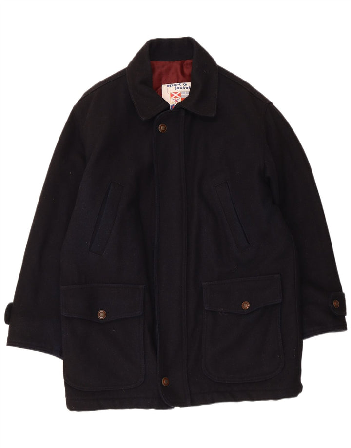Polbot Herre Overfrakke UK 38 Medium Navy Blue Wool