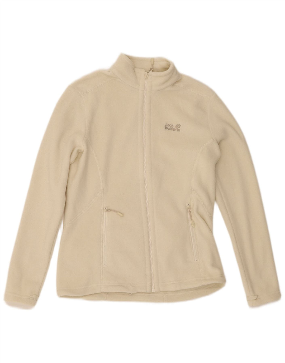 Jack Wolfskin Dame Liner Fleece Jacket UK 8/10 Small Off White Polyester