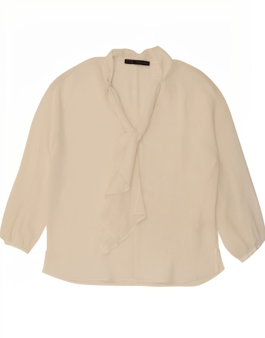Zara Dame Langærmet Front Tie Se Through Top UK 16 Large White